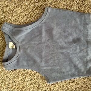 Gray Sleeveless Ribbed Tank Top